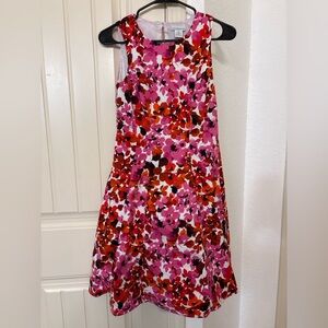 Liz‎ Claiborne Floral Fit & Flare Dress Size 4 Pink Red Sleeveless Spring